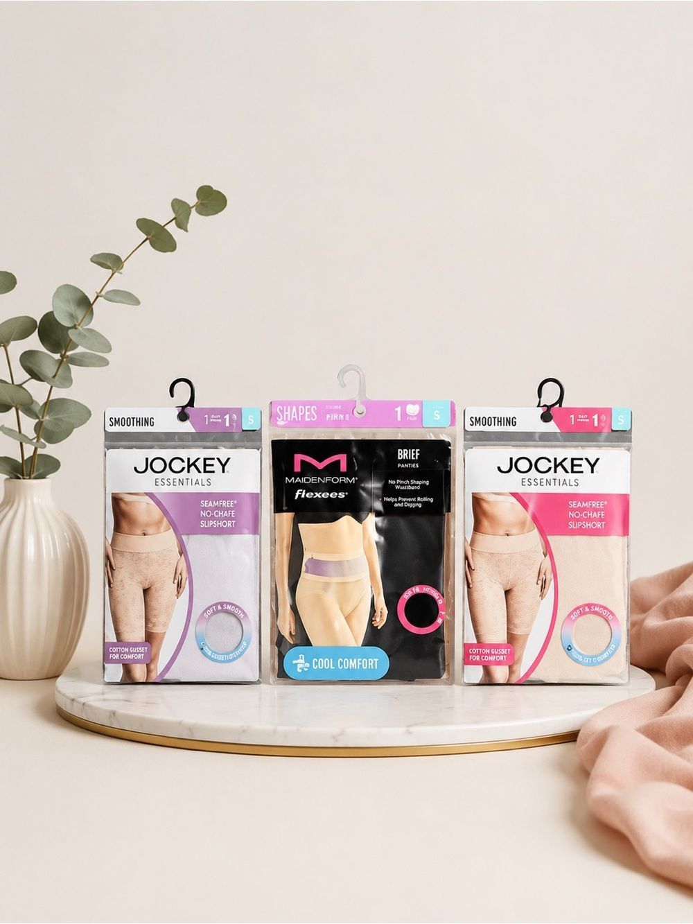 NWT Shapewear Bundle Size S Jockey Slipshorts & Maidenform Briefs 3 Pc